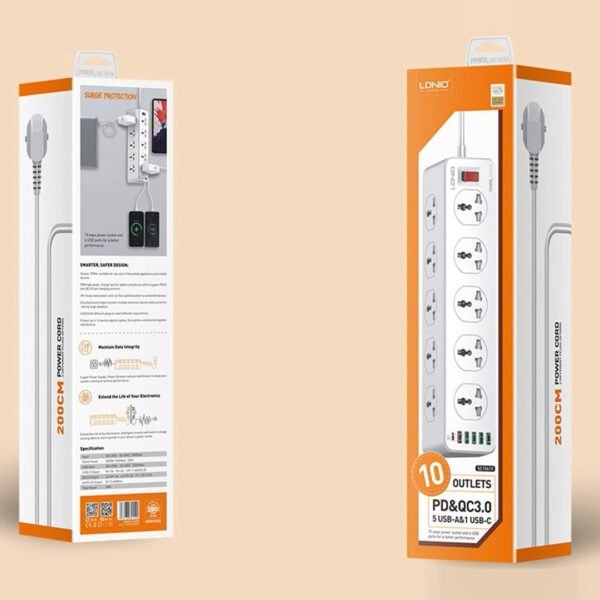 مشترك كهربائي 5 عين بمفاتيح منفصله USB