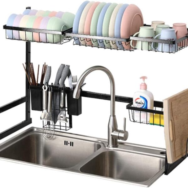 رف تجفيف الأطباق فوق الحوض