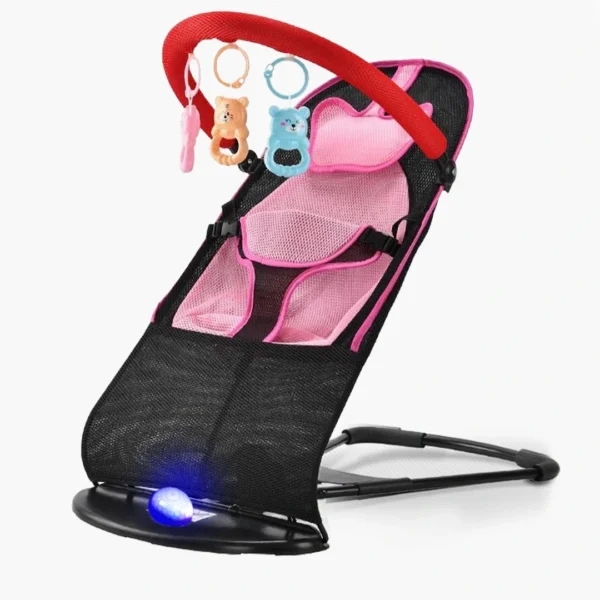 سرير الأطفال الهزاز المضيء مع موسيقى وحلقة ألعاب قابلة للفصل