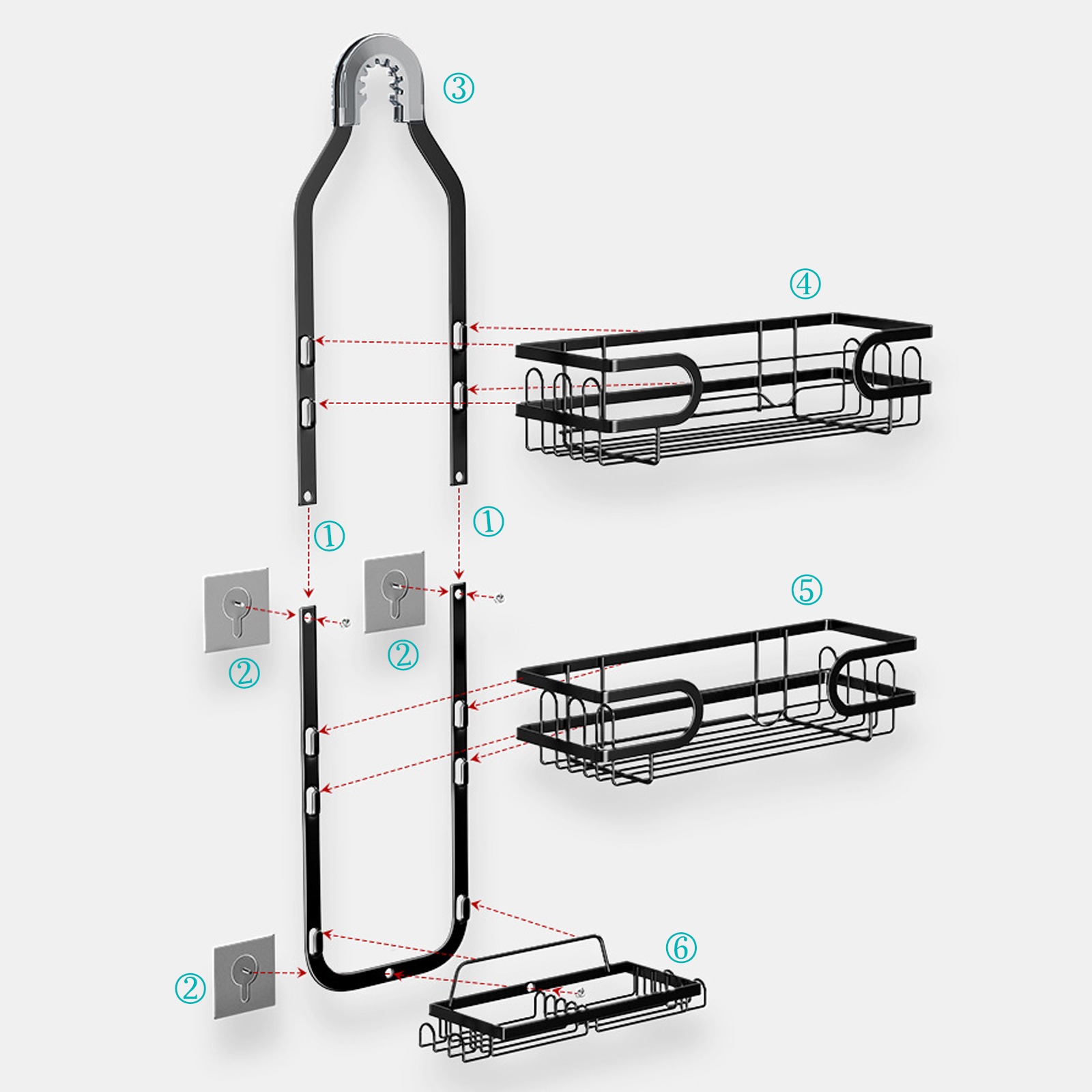 رف حمام معدني للتثبيت على الجدار - الصورة 7