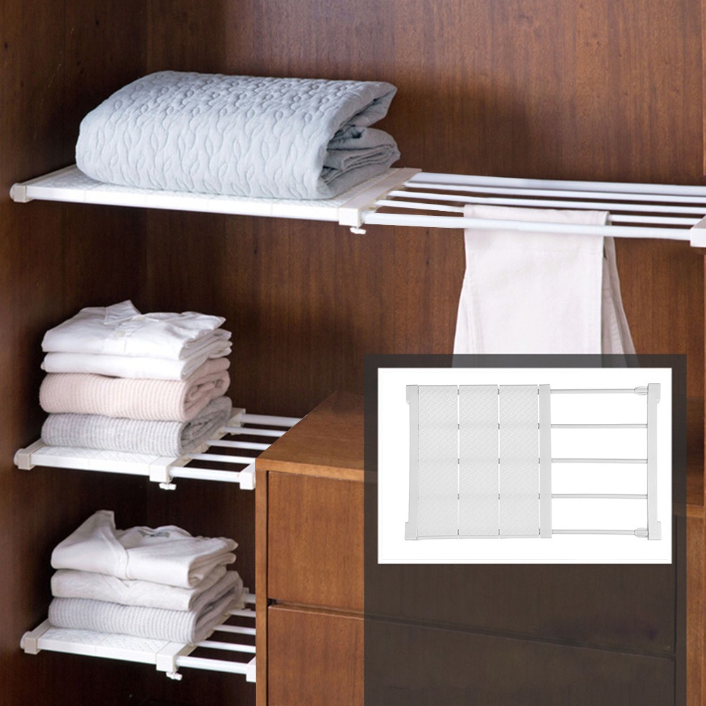 رف شد خزانة الملابس وقضيب قابل للتمديد والتعديل - الصورة 9