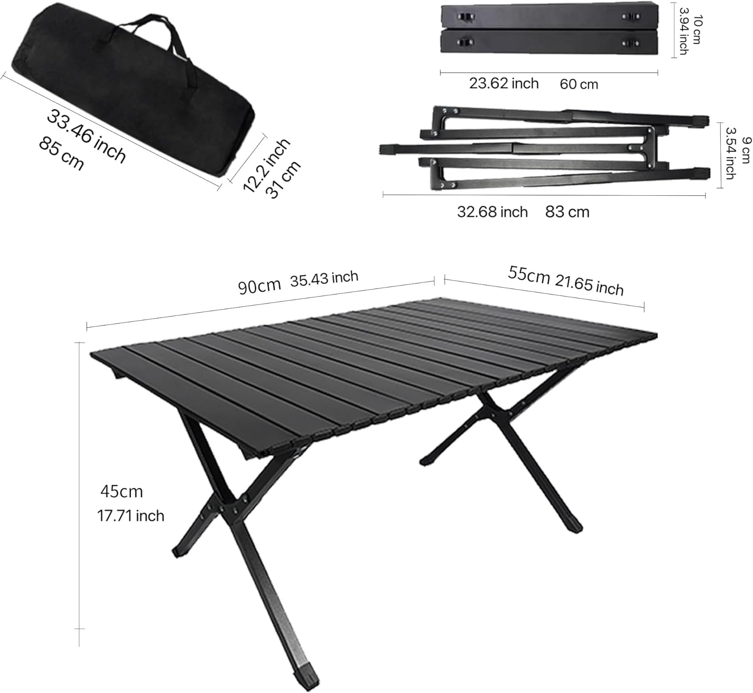 طاولة تخييم قابلة للطي من الفولاذ الكربوني مع حقيبة حمل - الصورة 3
