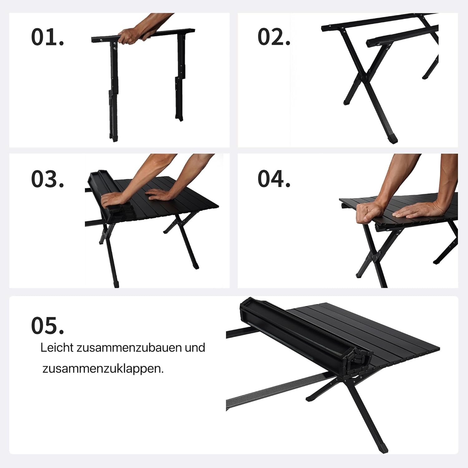 طاولة تخييم قابلة للطي من الفولاذ الكربوني مع حقيبة حمل - الصورة 4