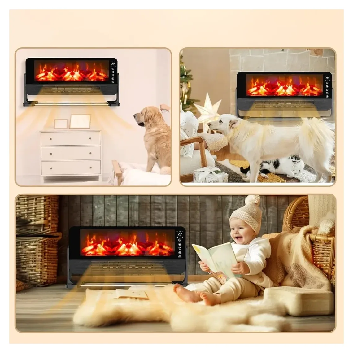 مدفأة كهربائية بتصميم لهب واقعي - الصورة 8