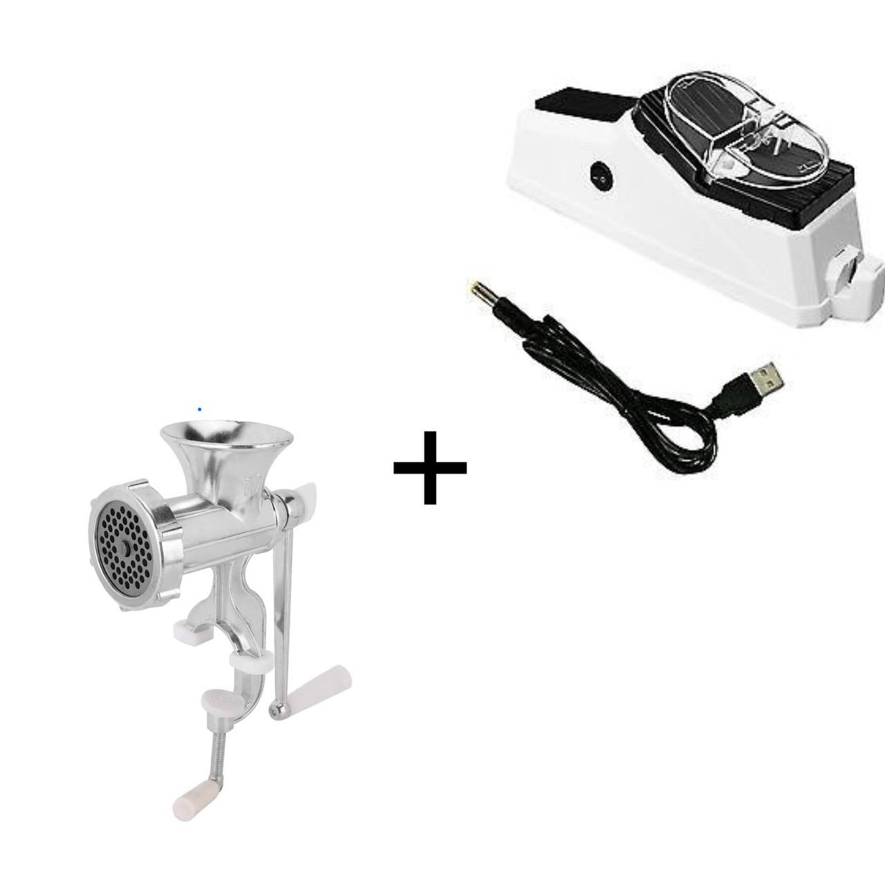 مفرمة لحوم يدوية + اداة شحذ سكاكين المطبخ USB