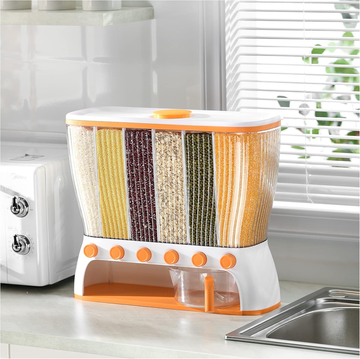 صندوق تخزين الطعام الجاف بـ6 أقسام الصورة 2