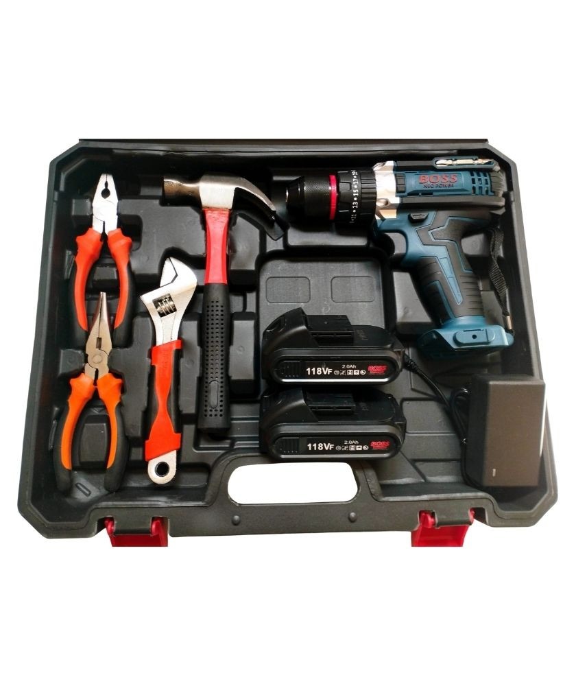 طقم دريل لاسلكي ليثيوم بدون فحمات بوس لايف الصورة 2