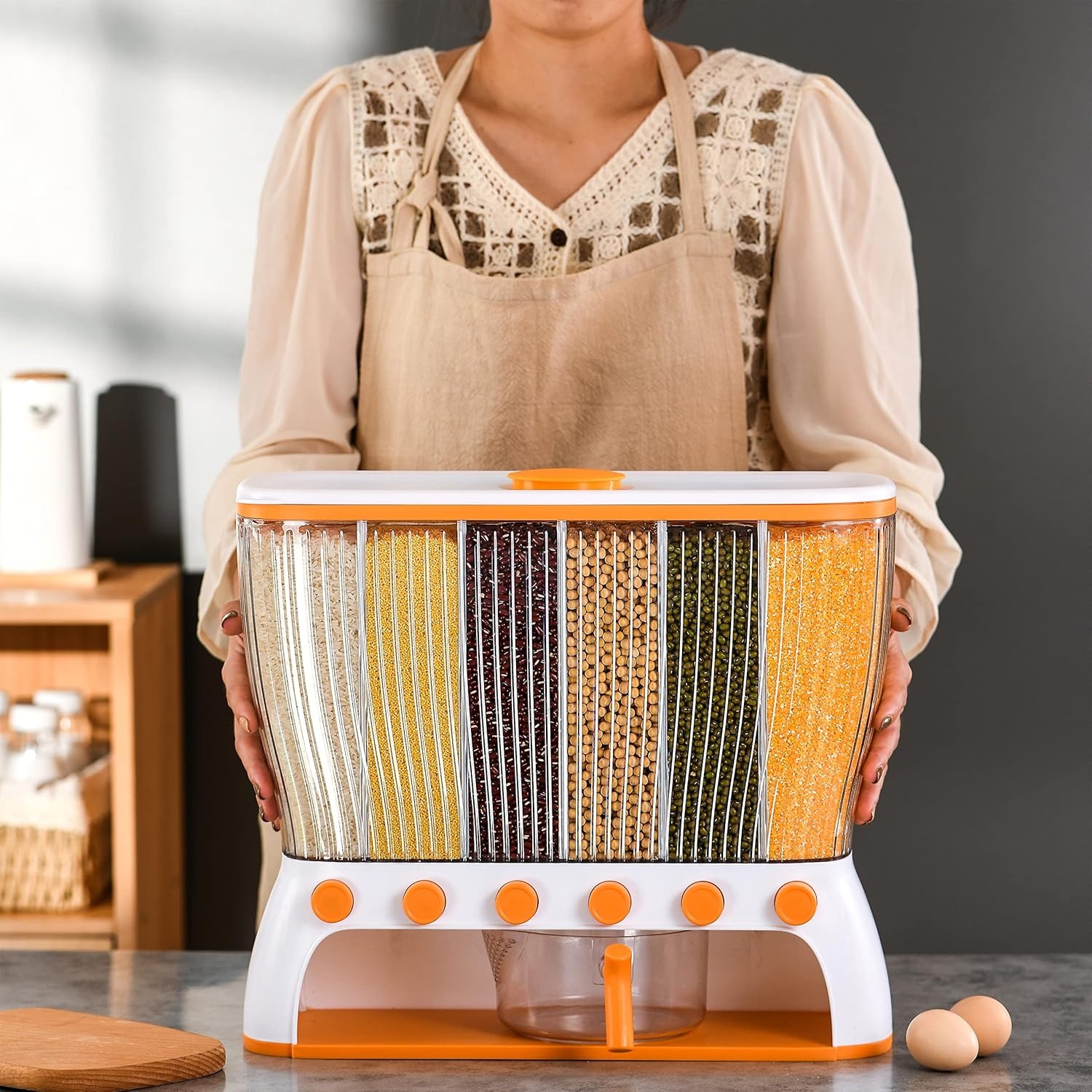 صندوق تخزين الطعام الجاف بـ6 أقسام الصورة 3